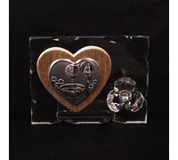 26162 Bomboniere 6pezzi Icona in Vetro con Cuore in Legno e Fiore in Cristallo p