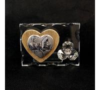 26164 Bomboniere 6pezzi Icona in Vetro con Cuore in Legno e Fiore in Cristallo p