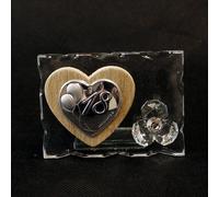 26165 Bomboniere 6pezzi Icona in Vetro con Cuore in Legno e Fiore in Cristallo p