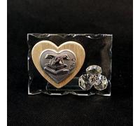 26166 Bomboniere 6pezzi Icona in Vetro con Cuore in Legno e Fiore in Cristallo p