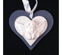 26179 Bomboniere 12pezzi Icona Cuore in legno blu con Gessetto Angelo Angioletto