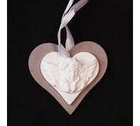 26180 Bomboniere 12pezzi Icona Cuore in legno tortora con Gessetto Angelo Angiol