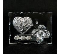 26198 Bomboniere 6pezzi Icona in Vetro con Piastra Cuore e Farfalla in Cristallo