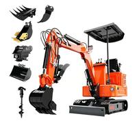 2650 Lbs Mini Excavator - 13.5HP Gasoline Micro Digger With 36" Narrow Width, Hydraulic Thumb Clip & Quick Coupler For Garden, Farm & Trenching(150pro+6attachments)