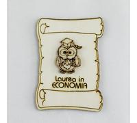 26528-gufo con tocco Bomboniere 12pezzi Calamita Magnete Pergamena in legno Laur