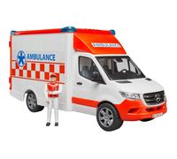 bruder 02676 - Ambulanza Mercedes Benz Sprinter modulo luci e suoni integrato, veicolo di emergenza, ambulanza