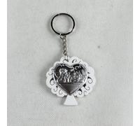 26777 Bomboniere 12pezzi Portachiavi Albero della Vita in Legno e Cuore Coppia A