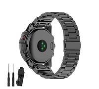 26mm Cinturini per Orologio Acciaio inossidabile Compatibile con Garmin Fenix 7X 6X/6X Pro 5X Plus Orologio, Ricambio Cinturino in metallo sgancio rapido cinturino tre perline (Nero)