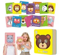 26PCS Alphabet ABC Flash Cards with Animal Masks - Double-Sided ABC Learning Cards for 3-5 Years, Jumbo Letter Recognition Game (1pcs)