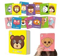 26PCS Alphabet ABC Flash Cards with Animal Masks, Interactive Play & Letter Learning, Giant Colorful Animal Mask Cards, Learn Letters & Sounds