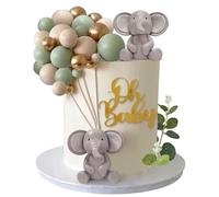 26PCS Carino Elefante Decorazione Torta Mini Foam Ball Torte Topper Compleanno Cake Topper per Baby Shower Battesimo del Neonato Matrimonio Elefanti Tema