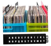 26pcs record divisori, 5, 7x4, 7 divisori record in vinile nero con schede alfabeti, A-Z Alfabetical 26 Holder Organizer Guides per l'album CD DVD Media Book Organizer