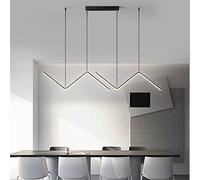 26W Long Strip Pendant LightLinear Chandelier Black Aluminum Ceiling Fixture Hanging Lamp Three-Tone LED Lighting for Dining Table Bar Office Lighting