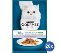 26x Bundle Alimento Gatto Purina Perle Buste Filettini 85 Grammi Vitello/Verdure