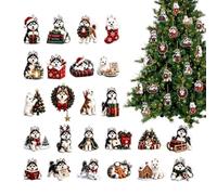 26x18cm Husky Christmas advent calendars, 24 2D Acrylic Ornaments | 24 Days Christmas Countdown Calendar Box, Includes 24 2D Acrylic Husky Pendants, Pre-Attached Hanging Lanyards