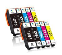 26XL Cartucce d'inchiostro Sostituzione Compatibili per Epson 26 XL per Expression Premium XP-510 XP-520 XP-600 XP-610 XP-615 XP-620 XP-700 XP-720 XP-800 (Nero Ciano Magenta Giallo, 10-Pack)