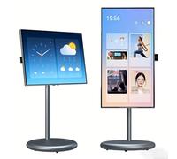 27"/21,5" TV portatile su ruote, monitor intelligente Android 15 touch 1080P, display mobile wireless, 6GB RAM 128GB ROM, fotocamera 13MP, batteria 8h, HDMI Type-C USB per smart home(Gray,27)