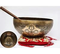 27,9 cm Itched - intagliato a mano - Hand hammered-golden Buddha campana tibetana