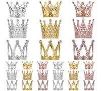 27 mini corone, diademi in metallo glitterato per decorazioni per torte, bouquet, matrimoni, feste, 3 disegni distinti