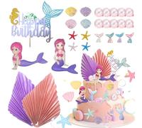 27 Pezzi Decorazioni Torta Sirenetta, Sirena Decorazioni Torta Compleanno Bambina, Topper per Torta Sirena, Decorazione per Torta a Forma Di Sirena per Feste a Sirena, Feste di Compleanno, Matrimoni