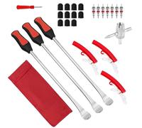 27 Pezzi Kit Leve Cucchiaio Smontagomme, Attrezzi Smontapneumatici con 7 Nucleo Della Valvola e 3 Cerchioni Protezione, Leva Pneumatico in Acciaio per Moto, Bici, Auto Elettriche, Scooter, Trattore