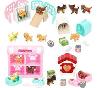 27 Pezzi Mini Figurine di Cani, Cane in Miniatura Figurine di Cuccioli Realistici, Accessori Casa delle Bambole in Miniatura Canile Altalena Miniatura Scivolo per Micro Decorazione Paesaggistica