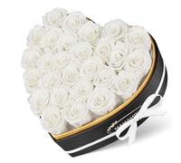 27 Rosa Stabilizzata Vera in Forma Cuore,Rosa Eterna Regalo per Lei Donna Fidanzata Mamma Ragazza,Fiori Stabilizzati Regali San Valentino,Compleanno,Festa Della Mamma,Anniversario(Rosa Bianca)