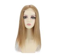 #27 Topper for capelli umani biondo miele for donne con clip, base in pelle di seta con posticci anteriori in pizzo(24 inch)