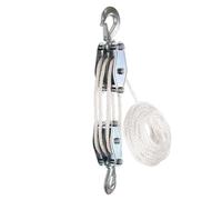 270° Rotatable Rope Pulley Block Zinc Alloy Hook Handheld Crane Heavy Duty Polyethylene Rope Pulley Hoist Manual Lifting Device for Effortless Lifting Air Conditioner Installations