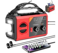 27000 mAh Radio di Emergenza con Manovella，Energia Solare, Batteria e Alimentazione USB, Radio Portatile AM/FM con Bluetooth/Jack per Cuffie/Luce di Lettura/Torcia/Bussola/Allarme SOS
