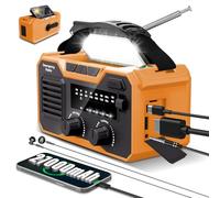 27000mAh Radio a Manovella, FM/AM Radios Solarecon Bluetooth 5.3/Allarme SOS/Bussola/Torcia Elettrica,RadioA Dinamo Per La Preparazione All'aperto Ai Disastri Naturali (Arancione)