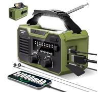 27000mAh Radio a Manovella, FM/AM Radios Solarecon Bluetooth 5.3/Allarme SOS/Bussola/Torcia Elettrica,RadioA Dinamo Per La Preparazione All'aperto Ai Disastri Naturali (Verde)