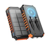 27000mah Wireless Solar Power Bank - A ADDTOP Un Caricatore Solare Portatile Veloce da 22,5W con 2 Cavi Integrati e 2 Torce, Batteria Esterna USB C PD QC 3.0 per Telefono e Tablet