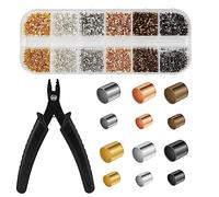 2700pz Perline a Crimpare per Bigiotteria, Perline a Crimpare da 1,5mm e 2mm con Pinza a Crimpare Tubi a Crimpare in 6 Colori per Fai Da Te Creazione di Bracciali e Collane