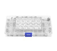 270pcs Electrolytic Capacitor Assorted Kit | 15 Values from 0.1uF 50V to 470uF 16V | Axial Lead Capacitors for Electronics/DIY/Repair