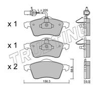 272.1 TRUSTING Kit pastiglie freno, Freno a disco per VW