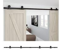 274cm/9FT Binario per Porta Scorrevole Kit Accessori per Porta Scorrevole di Placcatura Strato in Stile Rustico per doppia porta, nero