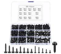 278 Pz M3 M4 M5 Viti Autofilettanti per Metallo, Viti Autofilettanti a Testa Esagonale con Testa a Flangiate, Viti a Flangia Esagonali a Testa a Croce per Lamiera Plastica, Viti per Legno(Nere)