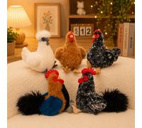 27cm/10,62 pollici Giocattolo di pollo in peluche realistico, morbido e soffice animale imbottito, pollo pezzato/pollo dalle ossa nere/pollo da fattoria, decorazione per la casa, regalo di compleanno,