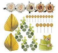 27pcs Rosette Cake Toppers, set di decorazione torta di compleanno, accessori per la decorazione del dessert di cottura per la festa di compleanno, decorazione di festa