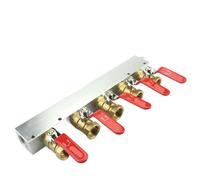 27x36mm 1/2" Female 2 3 4 5 6 7 8 9 10 Ways Solid Aluminum Air Manifold Block Splitter With Ball Valve(5 Way Port)