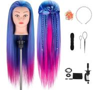 28" 100% Sintetici Colorati Testina Parrucchiere TwoWin Manichino Cosmetologia Formazione Pratica Modello con Morsetto & DIY Accessori per Capelli (rosa viola)…
