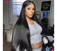 28 30 40 pollici parrucca diritta dei capelli umani dell'osso 250 densità 13x6 hd parrucca frontale del merletto per le donne nere capelli vergini brasiliani economici lunghi