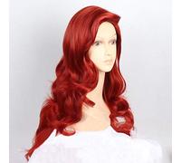 28" 72cm Long Wavy Copper Red Jessica Rabbit Hair With Big Swap Bangs Heat Resistant Cosplay Costume Wig + Wig Cap