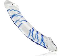 28 cm Dildo in Vetro a Doppia Testa Enorme, Pene di Cristallo Realistico Grande e Duro con Ricciolo Blu con Glande Vivido Doppia, Stimolatore del Punto G con Plug Anale, Giocattolo Sessuale per Donne