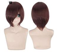 28 colori 30 cm parrucca cosplay per feste corte in costume nero bianco viola blu giallo parrucche universali in fibra resistente al calore frangetta peluca 16
