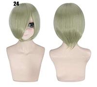 28 colori 30 cm parrucca cosplay per feste corte in costume nero bianco viola blu giallo parrucche universali in fibra resistente al calore frangetta peluca 24