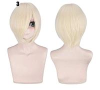 28 colori 30 cm parrucca cosplay per feste corte in costume nero bianco viola blu giallo parrucche universali in fibra resistente al calore frangetta peluca 3