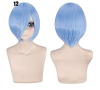 28 colori 30 cm parrucca cosplay per feste corte in costume nero bianco viola blu giallo parrucche universali in fibra resistente al calore frangetta peluca 12