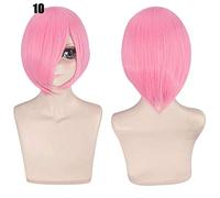 28 colori 30 cm parrucca cosplay per feste corte in costume nero bianco viola blu giallo parrucche universali in fibra resistente al calore frangetta peluca 10